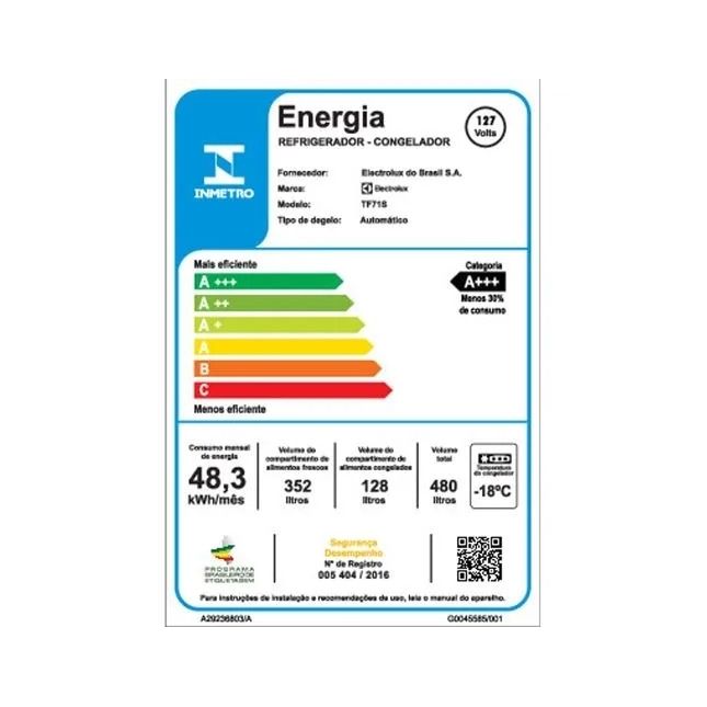Geladeira Electrolux 480L TF71S Frost Free AutoSense Inox 110v