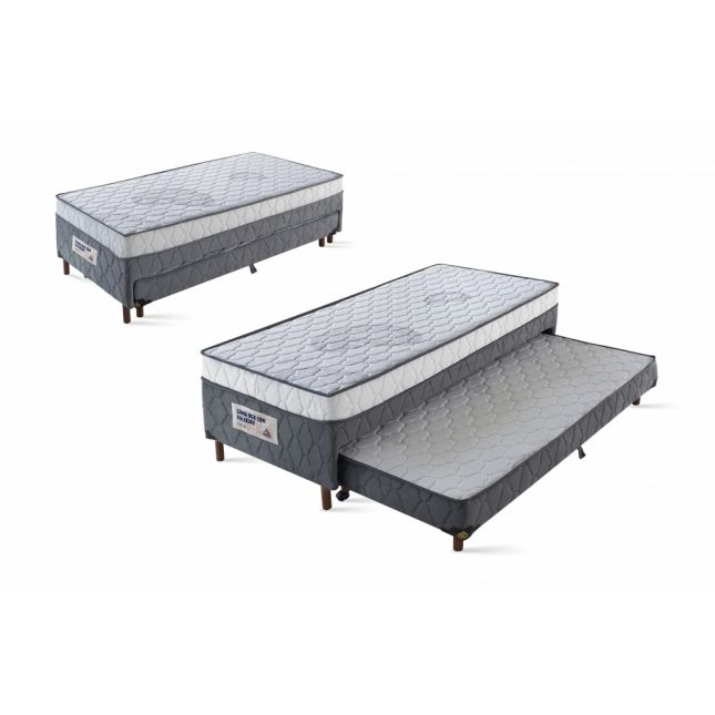 Colchobox Solteiro c/ cama Auxiliar Vitta D28 088x188x60 Cinza América Colchões